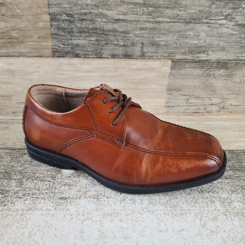 Florsheim Reveal Bike Kids Oxford Shoes Sz 12.5 Cognac Leather Bicycle Toe Lace